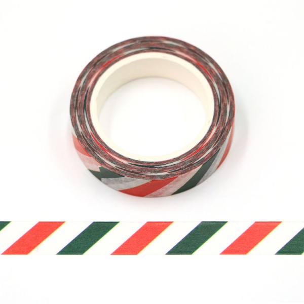 Masking tape rayures Noël 15mm x 10m - Photo n°1