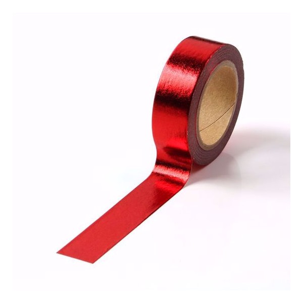 Masking tape métallisé rouge uni 15mm x 10m - Photo n°2