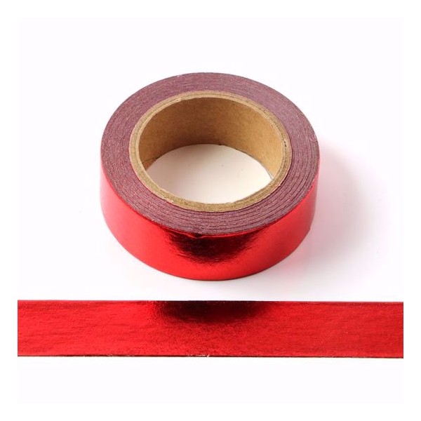 Masking tape métallisé rouge uni 15mm x 10m - Photo n°1