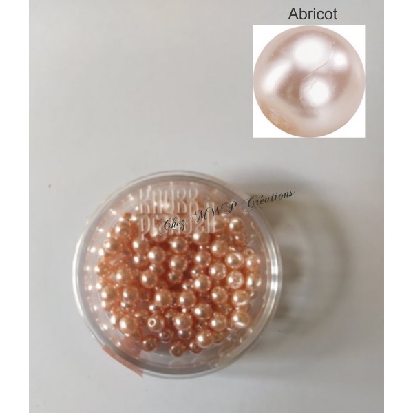 Perles rondes nacrées en verre ciré 4mm, boite de 100 - Abricot - Photo n°2