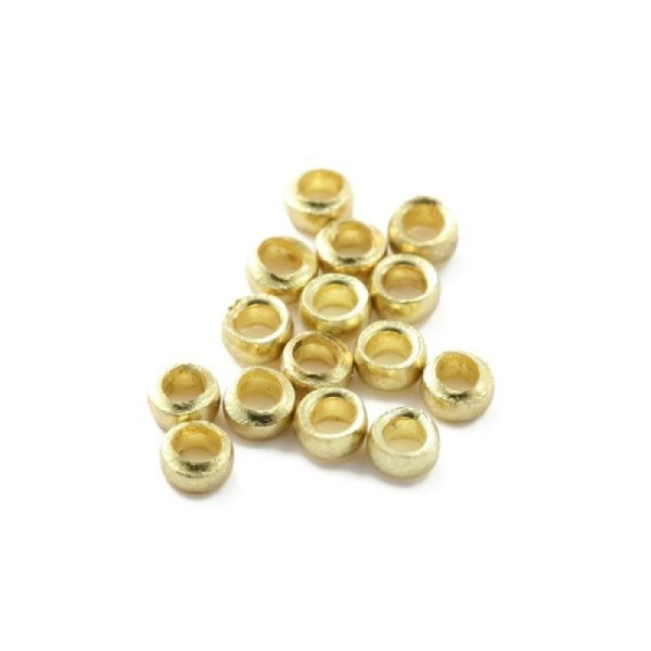 Lot de 10 perles à écraser doré 3 mm rondes petites jaune - Photo n°1