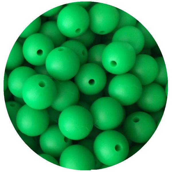 5 Perles Silicone 15mm Couleur Vert Herbe, Creation Attache Tetine - Photo n°1