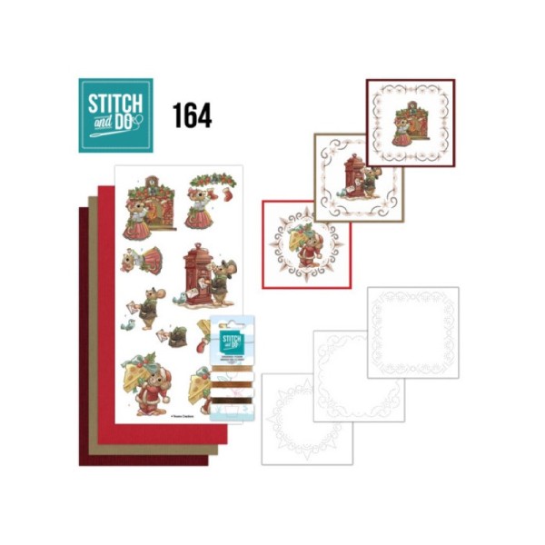 Stitch and do 164 - kit Carte 3D broderie - Souris à Noël - Photo n°1