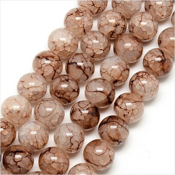 100 perles ronde en verre  craquelé fabrication bijoux 8 mm MARRON YS56 - Photo n°1
