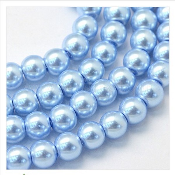 15 perles rondes en verre nacré 10 mm BLEU - Photo n°1