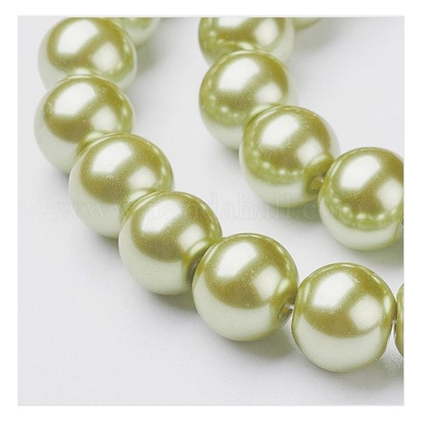 15 perles rondes en verre nacré 10 mm ANIS - Photo n°1
