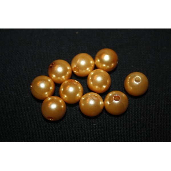 Lot de 10 perles rondes orange cuivré 10mm - Photo n°1
