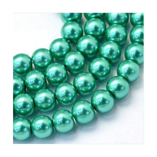 10 perles rondes en verre nacré 12 mm TURQUOISE - Photo n°1