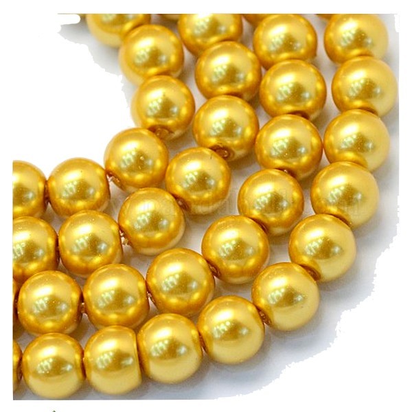 10 perles rondes en verre nacré 12 mm DORE - Photo n°1