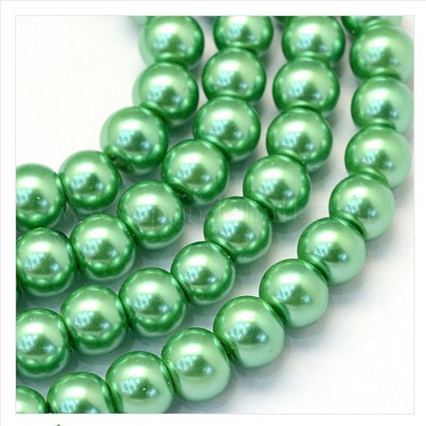 Lot de 10 Perles Nacrées en Verre 12mm Vert Olive 
