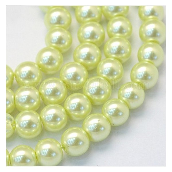 10 perles rondes en verre nacré 12 mm ANIS - Photo n°1