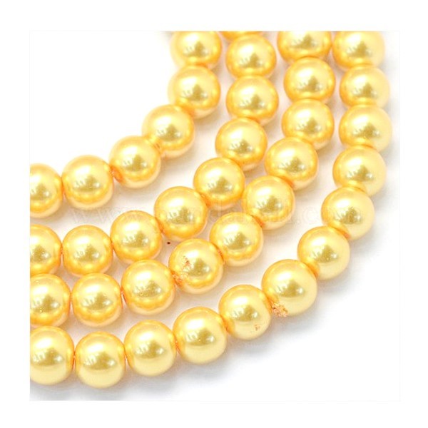 10 perles rondes en verre nacré 12 mm DORE CLAIR - Photo n°1
