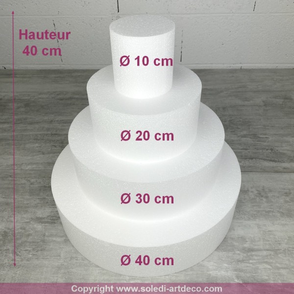 Pièce montée en Polystyrène, Base diam. 40 cm, 4 étages, Haut. totale 40 cm, Wedding Cake haute dens - Photo n°2