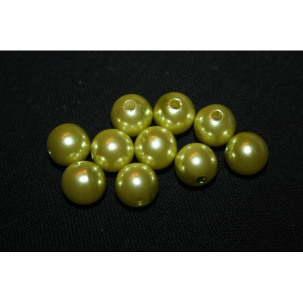 Lot de 10 perles rondes vertes (3 verts différents) 10mm - Photo n°1