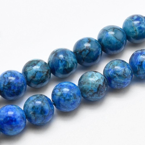 Fil de 60 perles ronde en pierre naturelle Africaine Turquoise 6 mm BLEU L53085 - Photo n°2