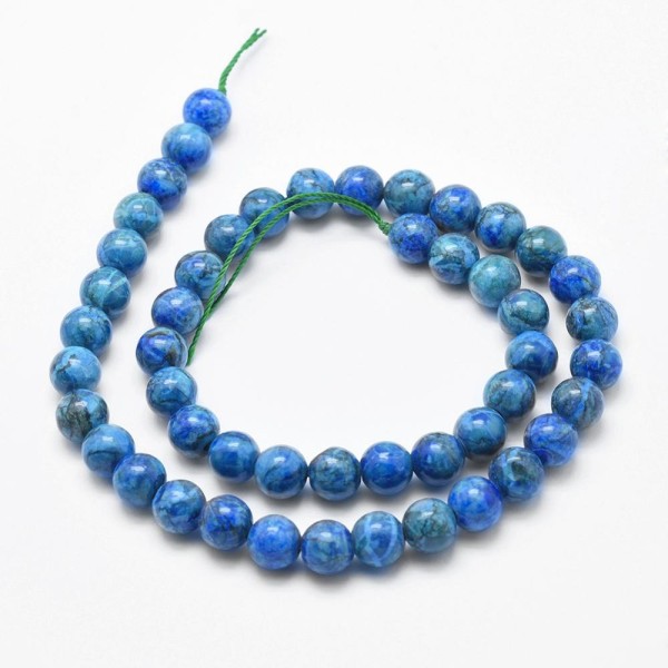 Fil de 60 perles ronde en pierre naturelle Africaine Turquoise 6 mm BLEU L53085 - Photo n°1