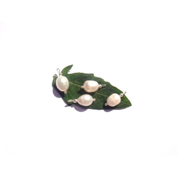 Perles d'Eau Douce : 4 MINI breloques 15 MM de longueur x 6/7 MM - Photo n°1