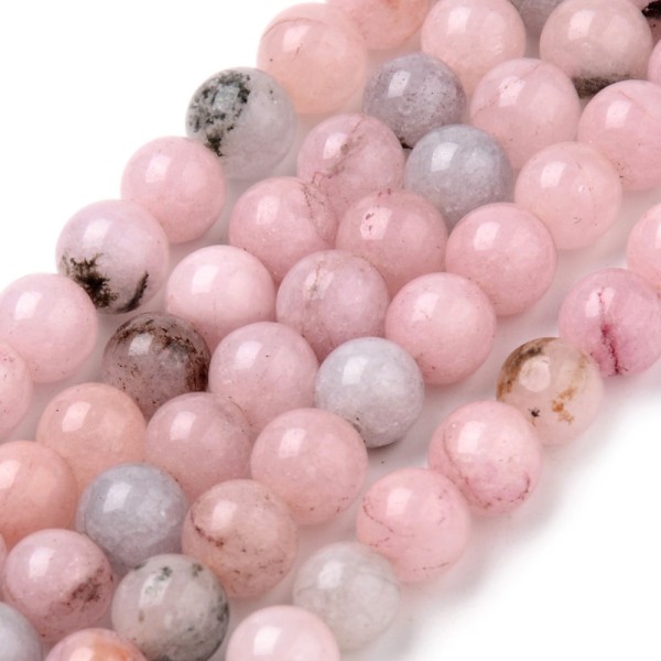 Fil de 35 perles ronde naturelle 10 mm JASPER CHERRY BLOSSOM - Photo n°2