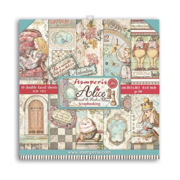 Papier scrapbooking Stamperia - Alice Through the Looking Glass - 20 x 20 cm - 10 feuilles - Photo n°1