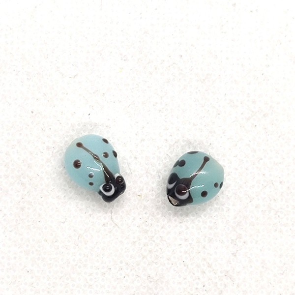 13 Perles en verre bleues coccinelles - 12x9mm - b229 - Photo n°1
