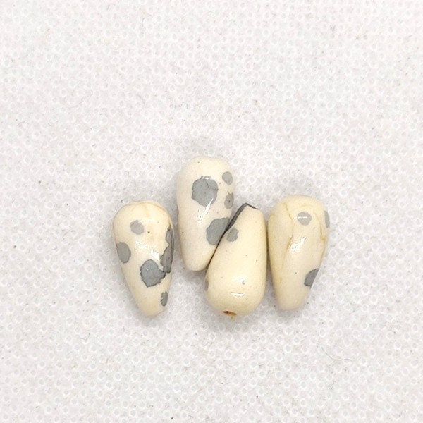 7 Perles gouttes en résine beige / gris - 14x7mm - b232 - Photo n°1