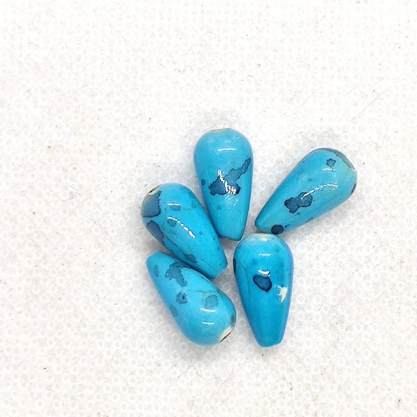13 Perles gouttes en résine bleu - 14x7mm - b234 - Photo n°1