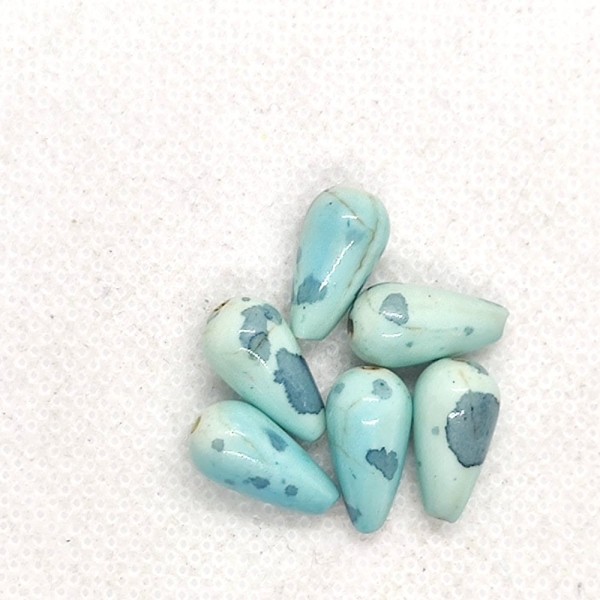 7 Perles gouttes en résine bleu - 14x7mm - b235 - Photo n°1