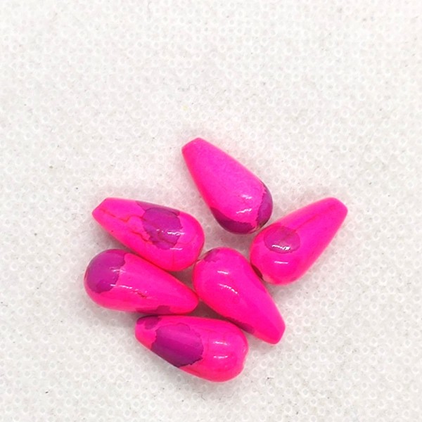 11 Perles gouttes en résine rose / violet - 14x7mm - b236 - Photo n°1