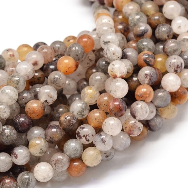 Fil de 60 perles ronde en pierre naturelle LODOLITE QUARTZ 6 mm - Photo n°1