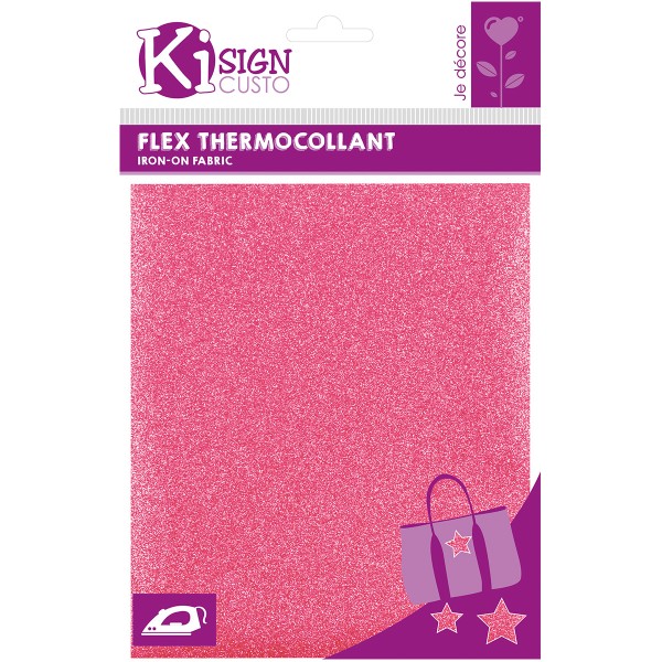 Flex Thermocollant - Rose pailleté - 15 x 21 cm - 1 pce - Photo n°1
