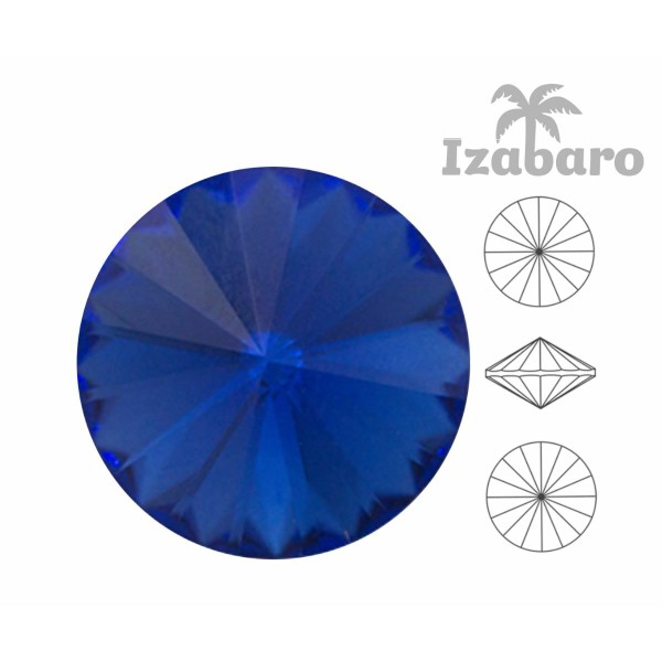 6 pièces Izabaro Cristal Saphir Bleu 206 Rond Rivoli Verre Cristaux 1122 Izabaro Pierre Chatons Face - Photo n°2