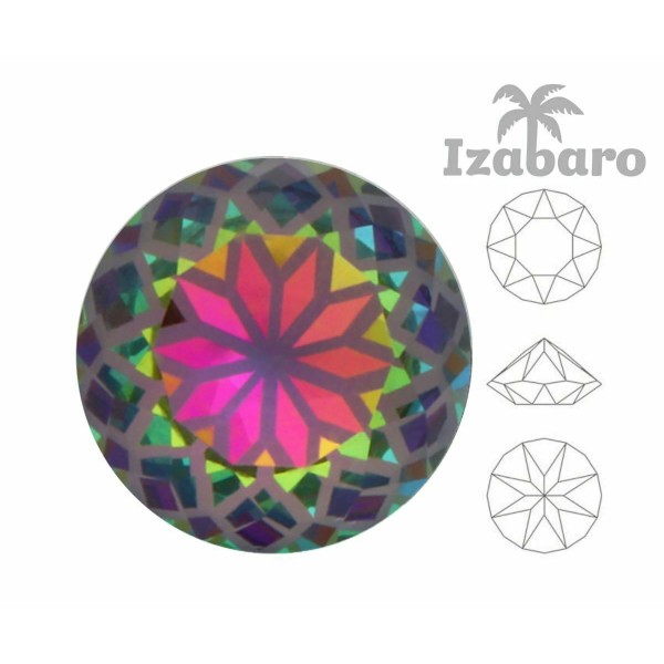 2pcs Izabaro Crystal Mandala Volcano Vitrail Medium 001mvm Round Chaton Glass Crystal 1088 Izabaro S - Photo n°2
