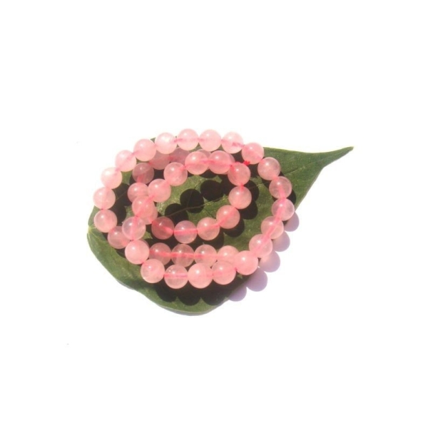 Quartz Rose (naturel non teinté) 10 perles 8 MM de diamètre - Photo n°1