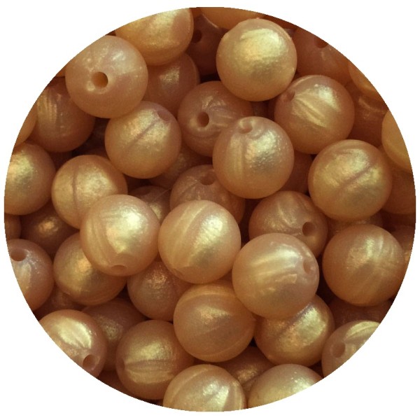 5 Perles Silicone 15mm Couleur Doré Marbré, Creation Attache Tetine - Photo n°1
