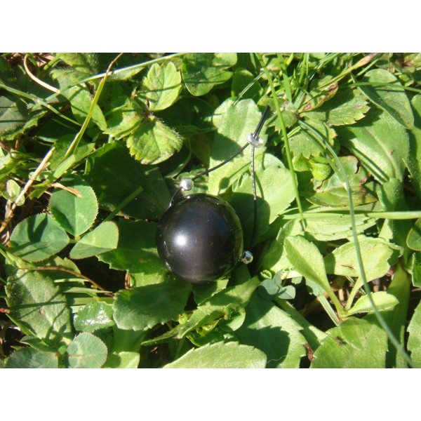 Perle Obsidienne Oeil Céleste grade A 16 MM de diamètre ( fil noir ) - Photo n°3