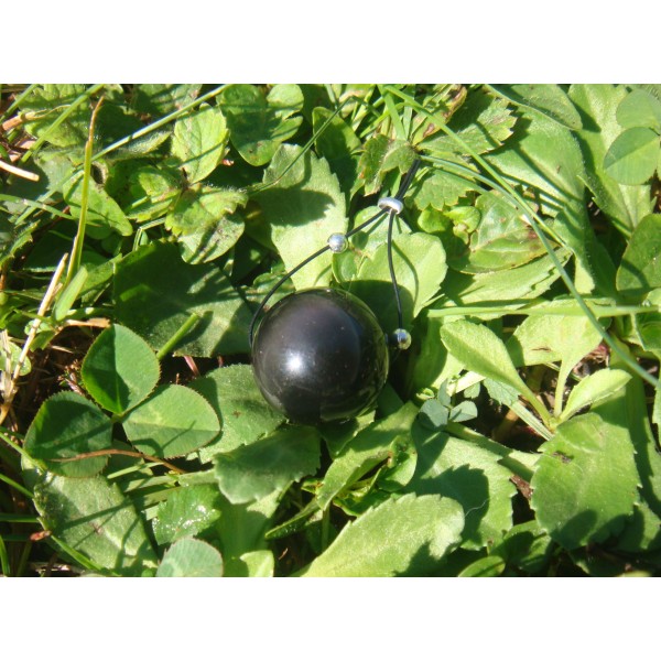 Perle Obsidienne Oeil Céleste grade A 16 MM de diamètre ( fil noir ) - Photo n°1