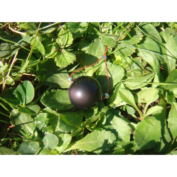 Perle Obsidienne Oeil Céleste grade A 16 MM de diamètre ( fil rose ) - Photo n°2