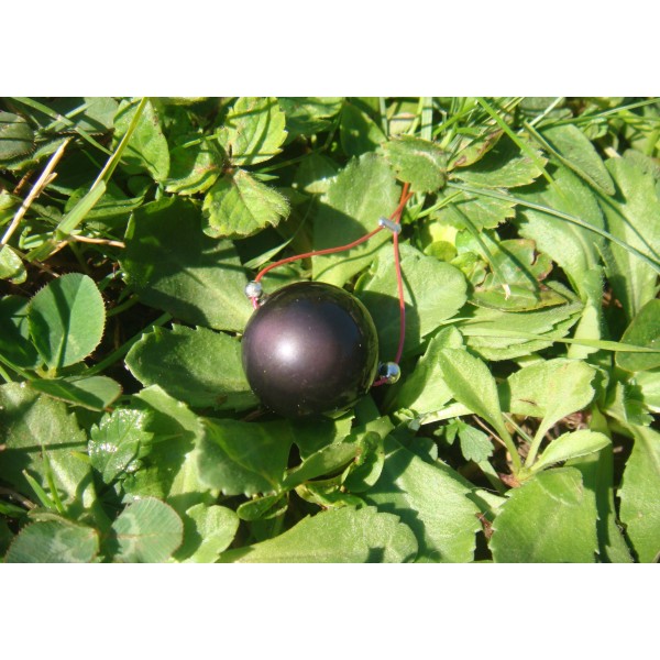Perle Obsidienne Oeil Céleste grade A 16 MM de diamètre ( fil rose ) - Photo n°1