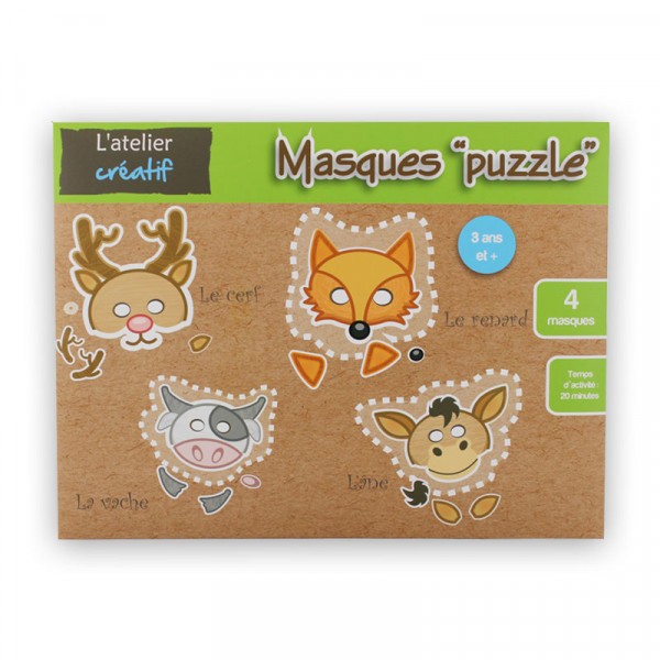 Masques puzzle à créer soi même motif animaux - Photo n°1