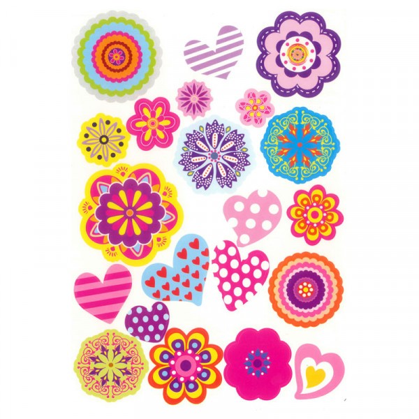 Gommettes illustrées fleurs à motif 2 planches 42 pièces - Photo n°1