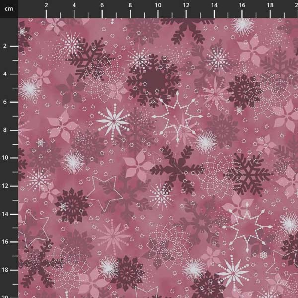 Tissu de noel - flocon de neige rose - STOF FABRICS - coton - 10cm/laize - Photo n°1