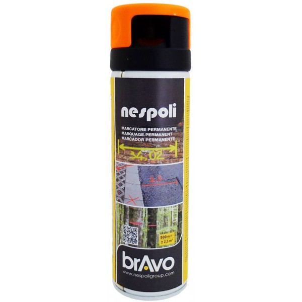 Bombe de peinture professionnelle Nespoli traceur de chantier - orange fluo - Photo n°1