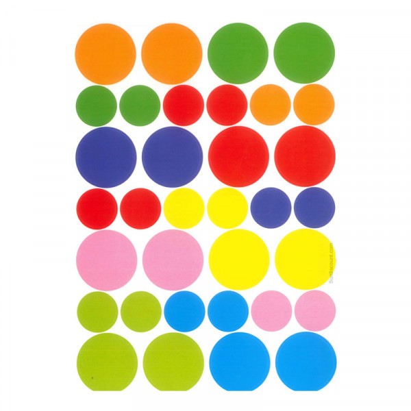 Gommettes rondes assortiment de couleurs et tailles 3 planches 102 pièces - Photo n°1