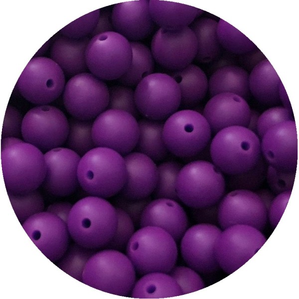 10 Perle Silicone 9mm Couleur Violet Foncé, Creation bijoux, Attache Tetine - Photo n°1