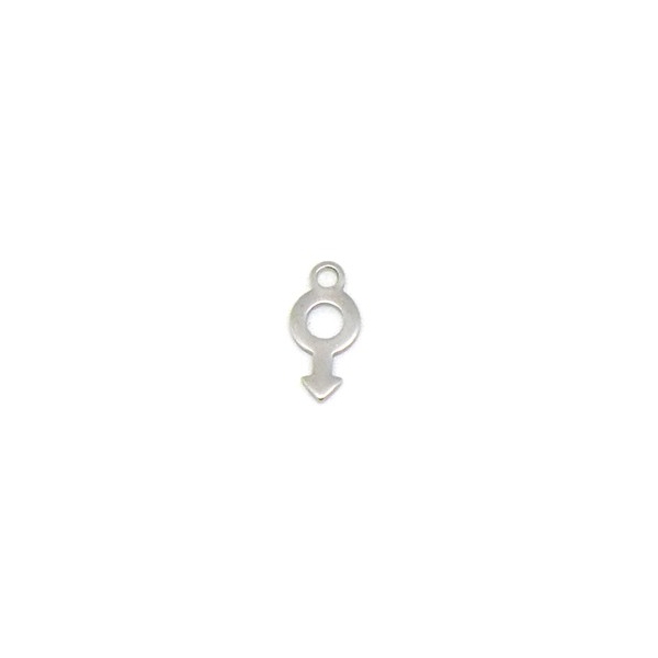 10 Mini Breloques Symbole Masculin En Acier Inox Argenté - 6mm X 12mm - Photo n°3