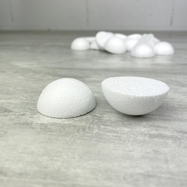 Lot 20 petites demi Boules polystyrène diamètre 4 cm, Dômes plein en Styro blanc - Photo n°4