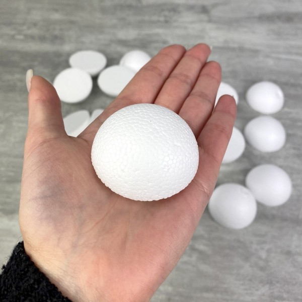 Lot 20 petites demi Boules polystyrène diamètre 5cm, Dômes pleins en Styro blanc - Photo n°4