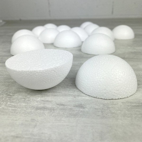 Lot 15 demi Boules polystyrène diamètre 6 cm, Dômes pleins en Styro blanc - Photo n°3
