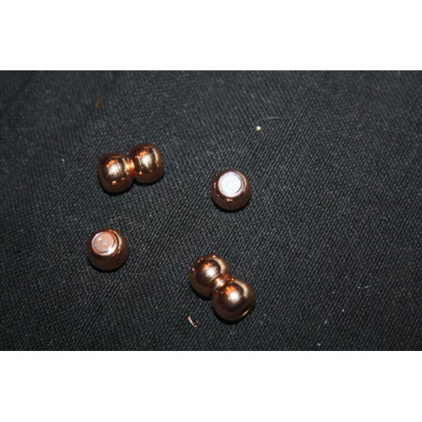 Lot de 3 fermoirs boules aimantés en bronze 15mm (fermeture complète) - Photo n°1