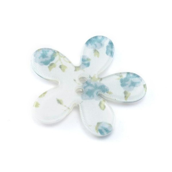 Lot de 3 perles bouton fleur en plastique imprimé liberty 30mm - Photo n°1